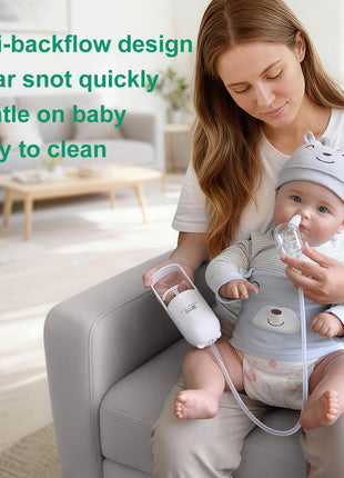 Baby Nasal Aspirator for Newborns & Toddlers – Manual Nose Sucker, BPA-Free Soft Silicone Tips, Anti-Reflux Design, Easy to Clean, with Storage Box & Booger Clip