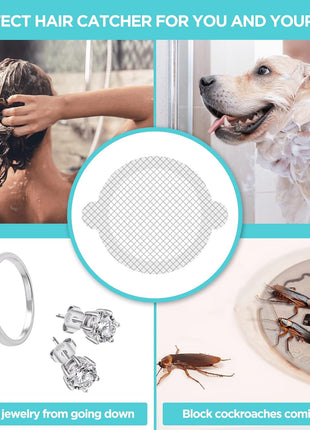 25 Pack Disposable Shower Drain Hair Catcher Mesh Stickers - Peel & Stick Drain Strainers to Prevent Clogs, Strong Waterproof Adhesive, Mess-Free Disposable Drain Covers for Shower & Bathtub