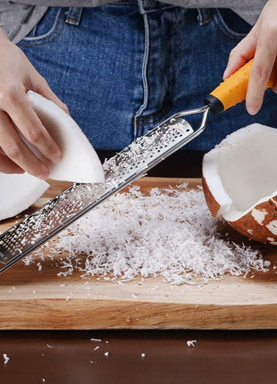 Deiss PRO Citrus Lemon Zester & Cheese Grater — Parmesan Cheese, Lemon, Ginger, Garlic, Nutmeg, Chocolate, Vegetables, Fruits - Razor-Sharp Stainless Steel Blade + Protect Cover - Dishwasher Safe
