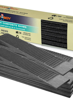 Composite Shims and Leveling Wedges (12 Pack, 8") - Made in USA - Extreme Load Support Plastic Shims for Leveling - Table, Floor, Doors, Toilet, and Furniture Levelers