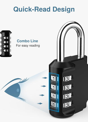 Puroma 2 Pack Combination Lock for Locker 4 Digit Outdoor Waterproof Padlock for School, Gym, Sports, Fence, Toolbox, Gate, Case, Outdoor, Hasp Storage (Black)