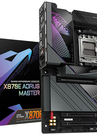 GIGABYTE X870E AORUS Master AMD AM5 LGA 1718 Motherboard, ATX, DDR5, 4X M.2, PCIe 5.0, USB4, WIFI7, 5GbE LAN, EZ-Latch, 5-Year Warranty