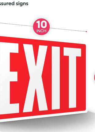 ASSURED SIGNS Exit Sign Stickers, Glow in the Dark, 10" x 7", 4 Pack | Aids Safety in Emergencies, Photoluminescent Illuminated Design, UV Protected, Perfect for Business, Self-Adhesive