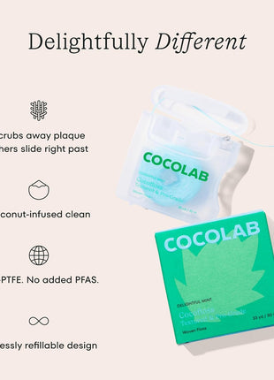 Cocofloss Expanding Woven Dental Floss by COCOLAB, Mint Scent, 1-Pack | Dentist-designed, 500+ interwoven fibers, coconut oil infused, cruelty-free & vegan, adults & kids daily oral care