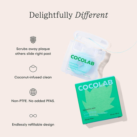 Cocofloss Expanding Woven Dental Floss by COCOLAB, Mint Scent, 1-Pack | Dentist-designed, 500+ interwoven fibers, coconut oil infused, cruelty-free & vegan, adults & kids daily oral care