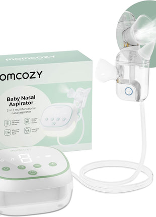 Momcozy BreezyClear ProTM Nasal Aspirator for Baby, Hospital-Grade 75 kPa Nose Sucker with 9 Adjustable Suction Levels, Electric Nose Cleaner for Toddler, Light & Music Soothing