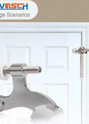KOVOSCH 2 Pack Hinge Pin Door Stopper Brushed Satin Nickel - Adjustable Heavy Duty Hinge Pin Door Stop with White Rubber Bumper Tips