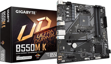 GIGABYTE B550M K AMD AM4 Micro-ATX Motherboard, Supports Ryzen 5000/4000/3000 Series Processors, DDR4, 3+3 Power Phase, 2X M.2, PCIe 4.0, USB 3.2 Gen 1, GbE LAN, Q-Flash