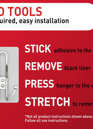 Command X-Large Satin Nickel Triple Hook, 1 Hook, 3 Strips, Damage-Free Hanging Wall Hooks with Adhesive Strips, No Tools Wall Hooks for Hanging Decorations in Living Spaces
