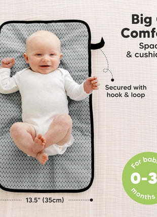 KeaBabies Portable Diaper Changing Pad, Easy Wipe Clean, 25x13 (Black Geo) | Foldable Waterproof Baby Changing Mat for Diaper Bag, Compact, Lightweight, Newborn, Infant, Baby Changer Travel Essential