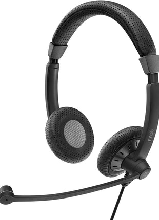 Sennheiser SC 75 USB MS (507086) - Double-Sided Business Headset | For Skype for Business, with Mobile Phone, Tablet, Softphone, and PC | HD Sound & Noise-Cancelling Microphone (Black)