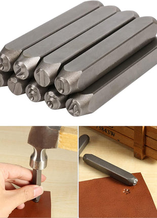 YKLP 1/4 inch Metal Number Stamps Set, 6mm Steel Number Punch DIY Tool for Leather, Brass, Aluminum, Mild Steel 9Pcs(0-9)