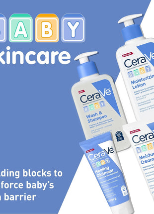 CeraVe Baby Lotion, Baby Skin Moisturizer with Vitamin E & Niacinamide, 8oz | Gently Hydrates Delicate Skin with A Non-Greasy Feel, Free Of Fragrance, Dyes, Paraben & Phthalates