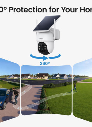 aosu D1 Classic 4-Cam Kit, Security Cameras Wireless Outdoor, Solar Powered | No Subscription Required, 32GB Build-in Storage, 360° Auto Tracking, Solar Powered, 3MP Color Night Vision, Easy Install