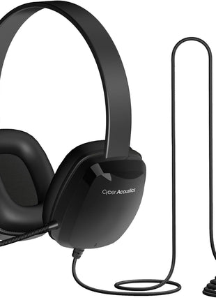Cyber Acoustics Stereo PC Headset (AC-6008), 3.5mm Connection, Unidirectional Microphone with Flexible Boom for PC & Mac; Perfect for Classroom or Home