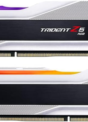 G.SKILL Trident Z5 RGB Series DDR5 RAM (Intel XMP 3.0 & AMD EXPO) 32GB (2x16GB) 6000MT/s CL36-36-36-96 1.35V Desktop Computer Memory U-DIMM - Metallic Silver (F5-6000J3636F16GX2-TZ5RS)