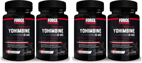 Force Factor Yohimbine Supplement for Men, Yohimbe Bark Extract with Superior Absorption to Enhance Performance, 6mg Yohimbine Bark Pills with Key Natural Ingredients, 30 Count (Pack of 4)
