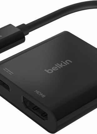 Belkin USB C to HDMI Adapter + USBC Charging Port to Charge While You Display, Supports 4K UHD Video, Passthrough Power up to 60W for Connected Devices, Compatible with MacBook, iPad, Windows