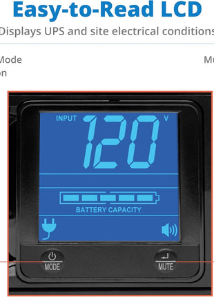 Tripp Lite SMART1500LCD 1500VA Rack Mount UPS Battery Backup, 900W, 8 Outlets, PWM Sine Wave, Short Depth 2U Rackmount UPS, AVR, LCD Screen