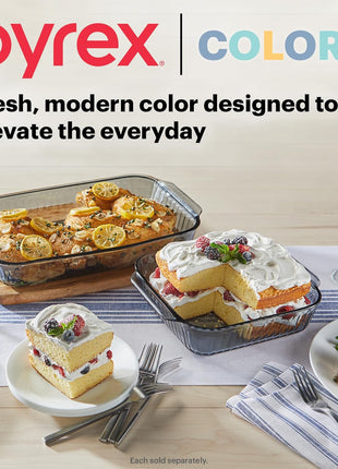 Pyrex Colors Tinted (9x13) Glass Baking Dish with BPA Free Lid, Oblong Bakeware Glass Pan For Casserole & Lasagna, Dishwasher, Freezer, Microwave and Pre Heated Oven Safe, Smoke