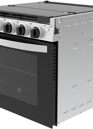 RV 3-Burner Drop-In Gas Range 21 inch ??Propane-Powered RV Stove with Oven, Black with Stainless Steel Accents, LED Knobs, Easy-Clean Oven, CSA Certified, GR-21BTC