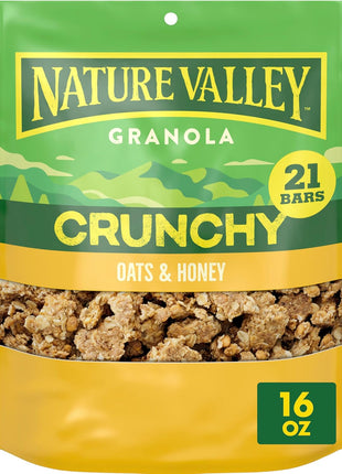 Nature Valley Crunchy Granola, Oats and Honey Granola, Resealable Snack Pouch, 16 oz