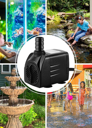 Fountain Pump, 400GPH Submersible , Durable 25W Outdoor Water Pump with 6.5ft Power Cord, 3 Nozzles for Aquarium, Pond, Fish Tank, Water Pump Hydroponics, Backyard Fountain