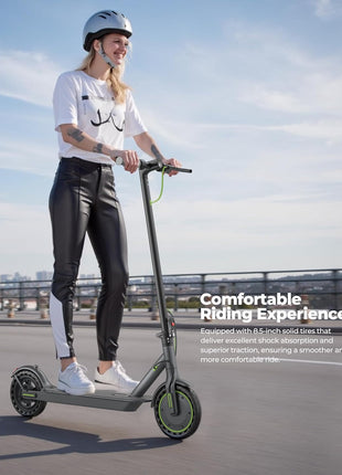 Roinside Electric Scooter - 350W/500W Motor, 8.5"/10''Solid Tires, Up to 19/22MPH& 16/21/23Miles Long-Range Portable Commuting Scooter for Adults with Double Braking System, App