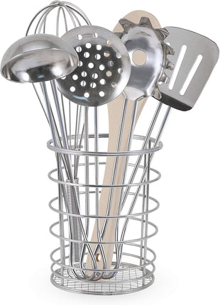 Melissa & Doug Stir & Serve Cooking Utensils (7 pcs) - Stainless Steel & Wooden Play Kitchen Accessories, Preschool Learning Toys for Girls & Boys 3+