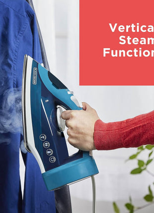 BLACK+DECKER Steam Iron for Clothes with Retractable Cord | Retractable-cord steam iron with anti-drip, vertical steam, auto clean and spray mist for easy ironing.