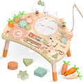 Wooden Activity Table for Toddlers 1-3, 9 in 1 Montessori Sensory Table with Bead Maze Shape Sorter Fishing Game, Baby Activity Table Learning Toys for 1 2 3 Year Old Boys Girls