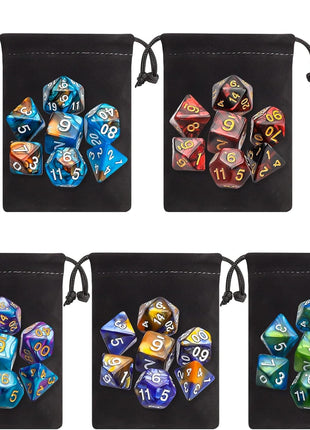 CiaraQ Polyhedral Dice Set - DND Role Playing Dice | Acrylic RPG Dice for Dungeons and Dragons MTG Table Games, Multi-color, 35pcs