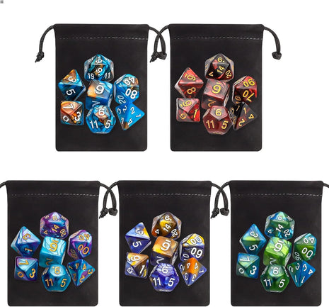 CiaraQ Polyhedral Dice Set - DND Role Playing Dice | Acrylic RPG Dice for Dungeons and Dragons MTG Table Games, Multi-color, 35pcs