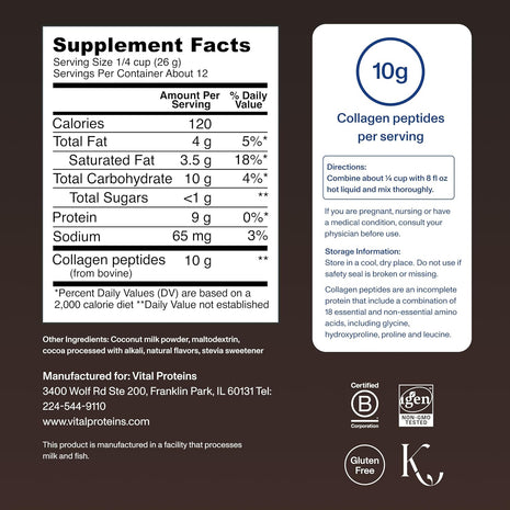 Vital Proteins Collagen Peptides Powder, Mocha Coffee Creamer, 11oz | Collagen Coffee Creamer, Supports Hair Skin & Nails, Mocha Flavor, Daily Coffee Add-In, 12 Servings