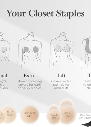 Nippies Reusable Nipple Covers, Skin Safe Pasties in Circle or Lift Style