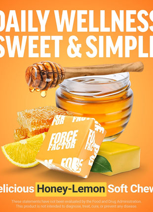 Force Factor Royal Manuka Honey Soft Chews | Pure New Zealand Manuka, Support Immune Health, Digestion & Energy, MGO 130, Sustainably Sourced, Honey-Lemon, 60 Soft Chews