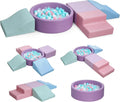 Hoohtoot Foam Climbing Blocks for Toddler: with 4-Piece PU Leather Climbing Toys and a Ball Pit - Foam Ball Pit for Toddlers - Climbing Toys Indoor for Kids Crawling (Purple Climbing Blocks)