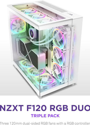 F120RGB Duo - 120mm Dual-Sided RGB Fan - Triple Pack (White) w/RGB Controller