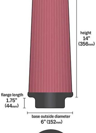 K&N High-Flow Original Lifetime Universal Clamp-On Air Filter: High Performance, Premium, Washable: Flange Diameter: 4 In, Filter Height: 14 In, Flange Length: 1.75 In, Shape: Round Tapered, RE-0880