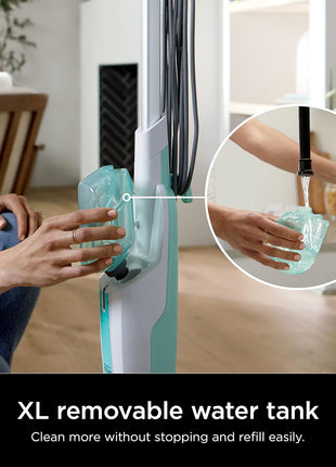 Shark Steam Mop for Sealed Hard Floors with 2 Dirt Grip Pads, White, S1000 | Removable Water Tank, Lightweight, 2 Machine Washable Dirt Grip Pads, Steam Sanitization on Sealed Hard Floors