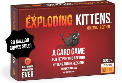 Exploding Kittens Original Edition: 2-5 Players - Ages 7+ Family Card Game | Draw cards, betray your friends, and try not to explode! Great for family game nights, parties, travel, quick 15-minute play.