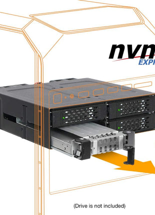 ICY DOCK 4 Bay 2.5 NVMe U.2/U.3 SSD PCIe 4.0 Rugged Mobile Rack Enclosure for 5.25" Bay (4 x Mini-SAS HD) | ToughArmor MB699VP-B