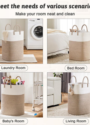 Artfeel Laundry Basket,Woven Cotton Rope Laundry Hamper,60L Versatile Storage for Dirty Clothes,Baby Toys,and Blankets in Bathroom, Nursery,and Living Room