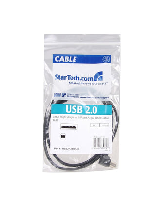 StarTech.com 91cm (3 ft.) / 91cm A Right Angle to B Right Angle USB Cable - 0.91m Right Angle USB 2.0 - 1x USB A 1x USB B - Black (USB2HAB2RA3)
