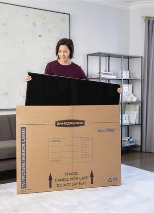 Bankers Box 4-Pack Large TV/Picture/Mirror Moving Boxes | Protect TVs, mirrors, and framed art with rigid moving boxes sized for flat, fragile items.