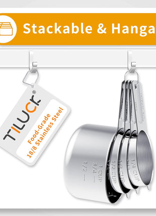 TILUCK Stainless Steel Measuring Cups & Spoons Set, Cups and Spoons,Kitchen Gadgets for Cooking & Baking (10)
