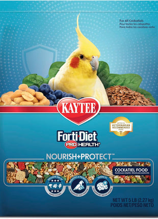 Kaytee Forti-Diet Pro Health Nourish+Protect Cockatiel Food, Comprehensive Nutrition Backed by Science, Digestive Health, Immune Support, 5 pounds