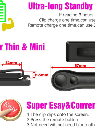 SK SYUKUYU RF Remote Control Page Turner for Kindle Reading Ipad Surface Comics, iPhone Android Tablets Reading Novels Taking Photos(Black)