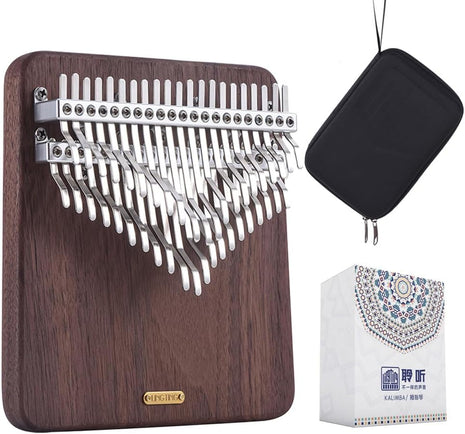 LingTing Kalimba 42 keys Solid Walnut Wood Thumb Piano Chromatic Mbira Finger Piano Gift for Adult Beginners Professional(LT-K42W,Moon Whisperer)