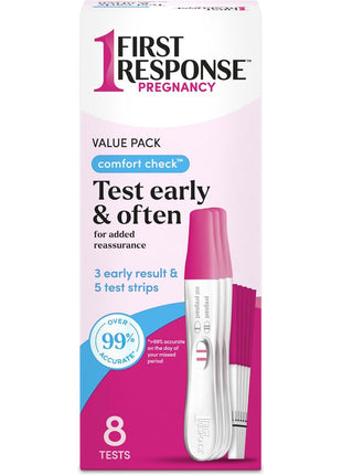 FIRST RESPONSE Comfort Check Pregnancy Test, 8 Count, Pink & White